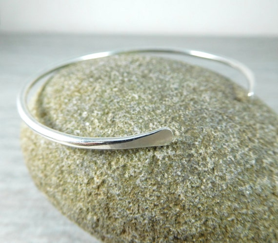 Thin Sterling Silver Cuff Bracelet, Open Bangle Bracelet, Simple Stacking Bracelet, Minimalist Jewelry, Delicate Skinny Cuff Bracelet, GRJ