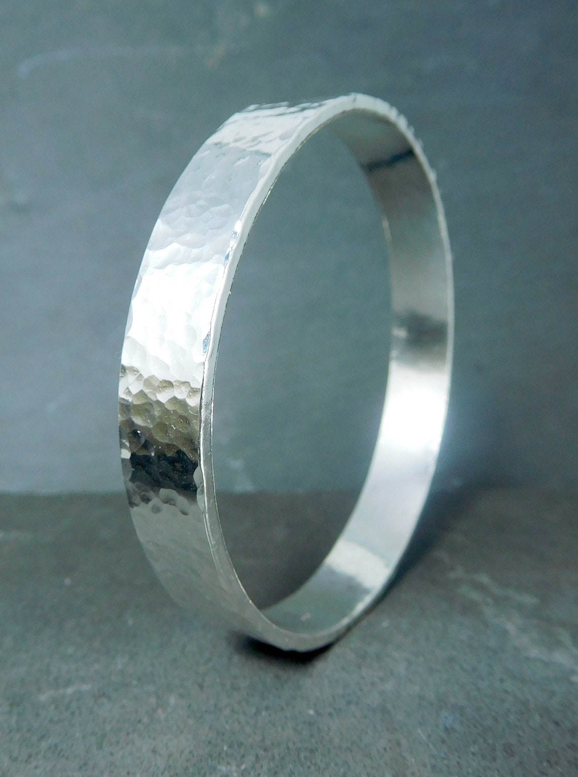 •WIDE HAMMERED• silver bracelet