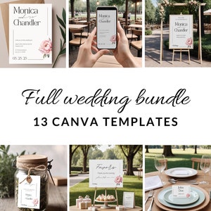 Etsy Wedding Invitations | Wedding day signage bundle template | Minimalist Wedding Reception Bundle Template