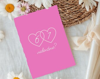 Six Seven Valentine Card Printable | Trendy School Valentine for Teens | Viral 67 Meme Design