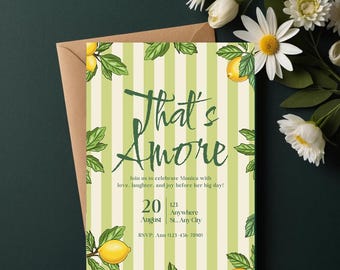 That's Amore-sjabloon voor vrijgezellenfeest | Citroen Italiaans Thema | Thats Amore-uitnodiging voor een verlovingsfeest of vrijgezellenfeest