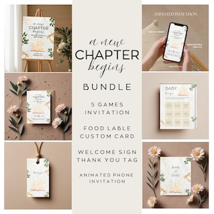 A New Chapter Begins Baby Shower Bundle | Once Upon A Time Shower | Storybook Baby Shower Set | Baby Shower Games | Bookish Theme