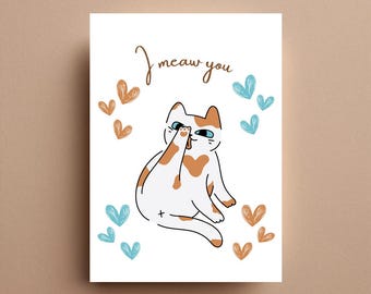 Funny Digital Valentines Card | Digital valentines day card | Minimalist Valentine Card for Wife or Him | Humorous Cat Design Printable PDF