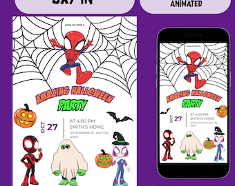 Spidey and his Amazing Friends Halloween Party Invitation | Editable Evite | Kids Halloween Invitation Template