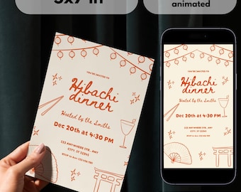 Hibachi Dinner Party Invitation | Japanese Birthday Dinner Invite | Printable & Animated Canva Template