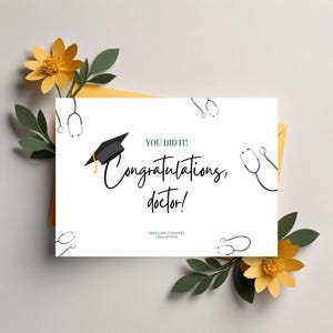 Plantilla de tarjeta de felicitación por graduación de residencia / Tarjeta de graduación médica / Tarjeta de felicitación de doctor / Tarjeta de graduación imprimible