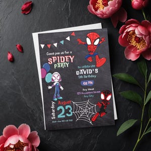 Spidey and His Amazing Friends Birthday Invitation | Ultimate Spiderman Birthday Invitation for Your Little Superhero | Party Invite