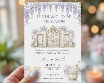 Regency Era Bridal Shower Invitation Template | Vintage Royal Garden Party Invite | Elegant Floral Evite
