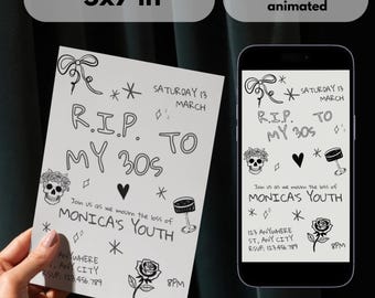 40e verjaardagsuitnodiging Goth Death to My 30s | Gotische verjaardag | RIP Mijn jaren 30-feestje