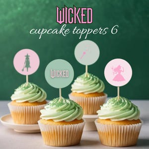 Printable Wicked Musical Cake Toppers for Birthday Celebration | Wicked cake toppers printable |  Cupcake toppers set party Wicked Inspired