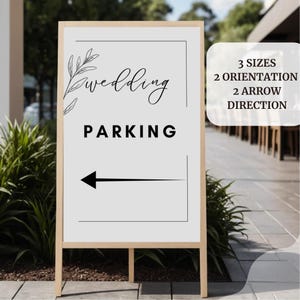 Wedding Parking Sign | Minimalist Printable Parking Sign with both way Arrow | Vertical & Horizontal Designs | Universal sign Printable PDF