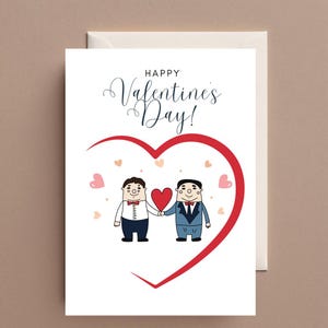 Saint-Valentin à imprimer | Carte de Saint-Valentin LGBT minimaliste | Carte numérique de Saint-Valentin de couple homosexuel | Téléchargement imprimable au format PDF 5 x 7 | Gay Saint-Valentin