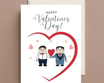 Printable valentines | Minimalist LGBT Valentines Card | Gay Couple Digital Valentines Day Card | Printable 5x7 PDF Download | Gay Valentine