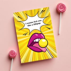 Carte de Saint-Valentin grossière. Une carte de Saint-Valentin sale pour votre bien-aimé. Carte de Saint-Valentin romantique pop art. Téléchargement numérique pour la Saint-Valentin pour adultes