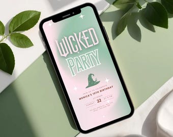 Wicked Birthday Invitation | Animated Canva Invite | Tween Girl Party Template | Wizard of Oz Theme | Party Digital Invite for Phone