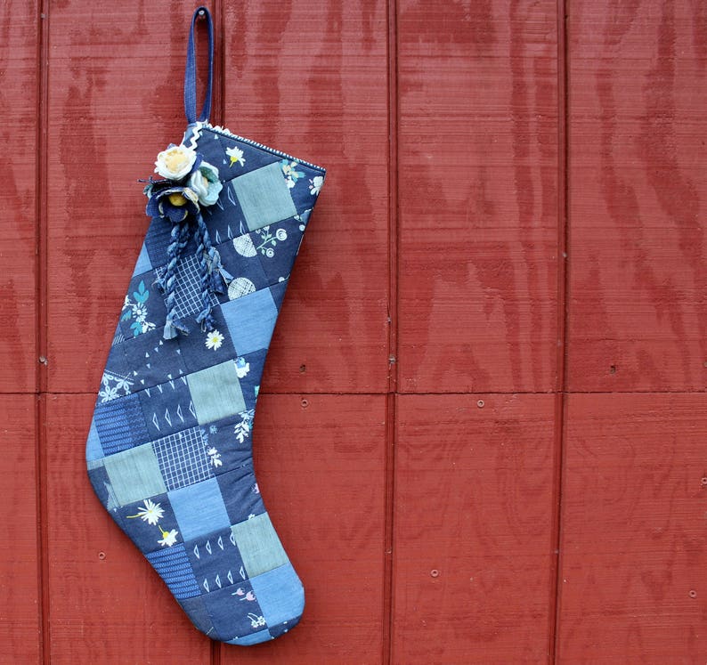 Quilted Denim Patchwork Stocking
