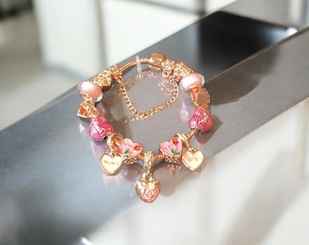 Pink Mother Charm Bracelet