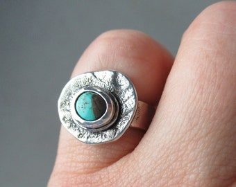 Size 5 Silver Quarter & Kingman Turquoise Sterling Silver Ring