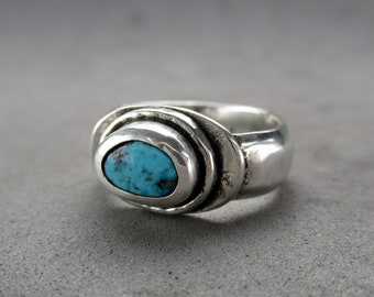 Size 5.25 Kingman Turquoise Ring, Sterling Silver