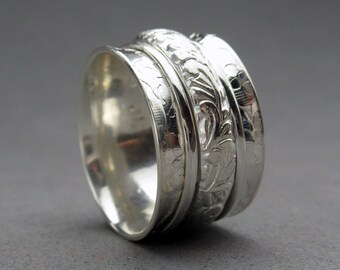 Size 7.25 Spinner Ring Worry Ring Sterling Silver