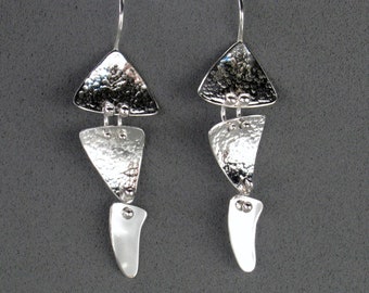 Hammered & Hinged Sterling Silver Dangle Earrings