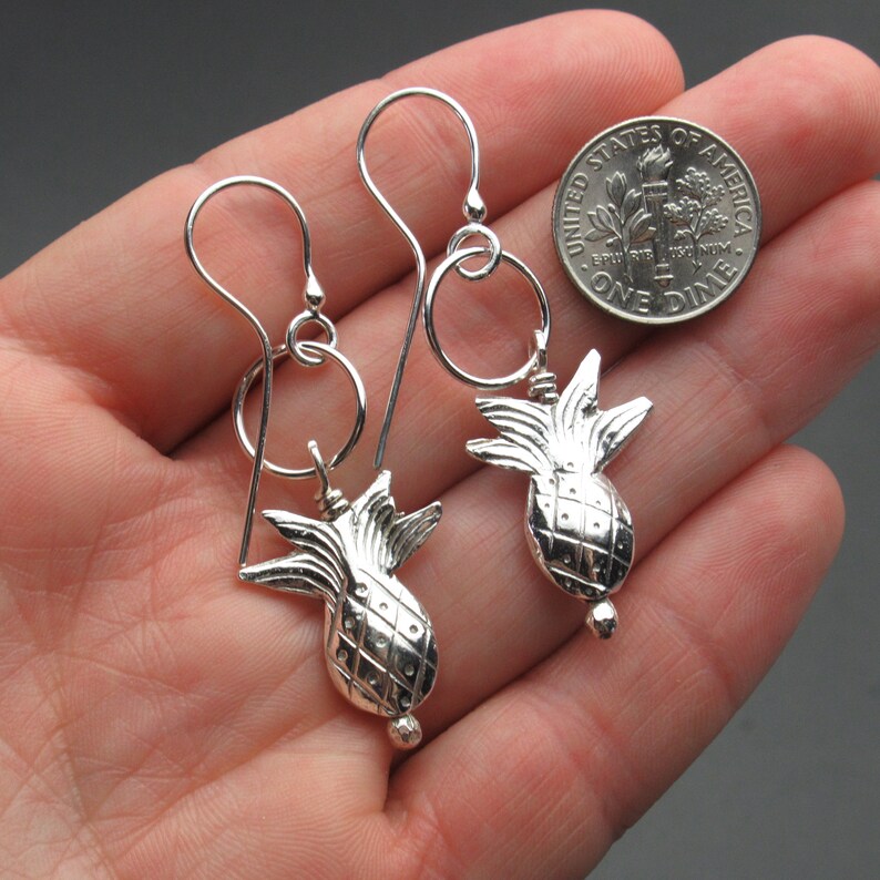Sterling Silver Pineapple Dangle Earrings Etsy