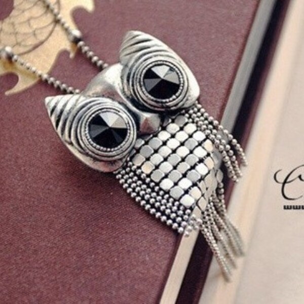 6pcs silver owl pendant for necklace