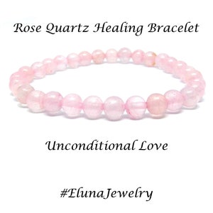 Rose Quartz, Pink Quartz Bracelet, Self Love Bracelet, Positive Energy Bracelet, Acceptance and Unconditional Love Symbol, Libra Taurus Gift image 1