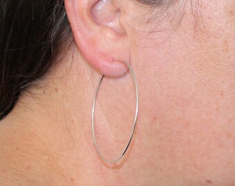 Stunning Large Sterling Silver Hoop Earrings, Handcrafted Elegance and Comfort