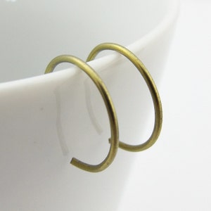 Niobium Earrings, Thin Hoop Earrings, Yellow Artsy Earrings, Mini Sized Hypoallergenic Hoop Earrings for Her, Birthday Present Idea