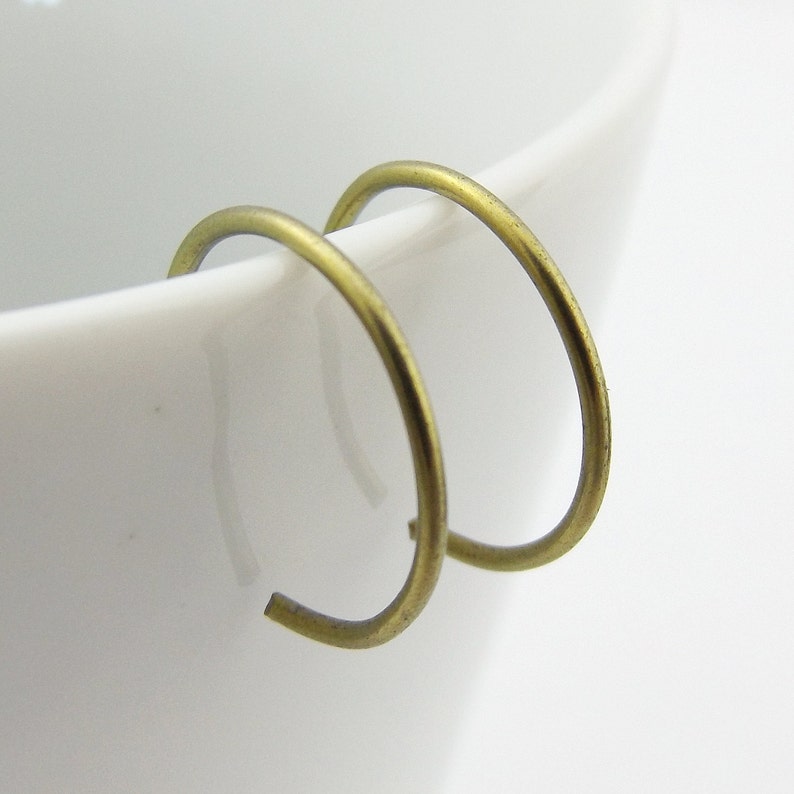 Tiny Yellow Niobium Hoop Earrings Golden Backward Hoops Hypoallergenic Lightweight Everyday Jewelry Present for Her