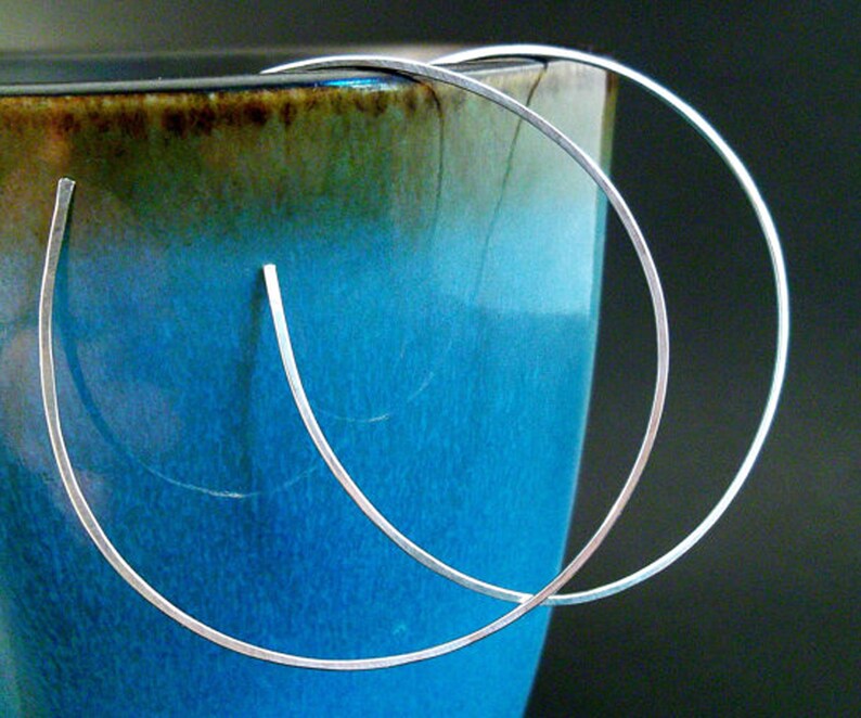 Large Sterling Silver Hoop Earrings | Thin Hoop Earrings
