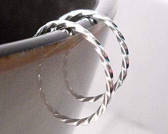 Tiny Twisted Hoops, Sterling Silver Hoop Earrings