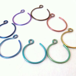 Tiny Teal Niobium Hoop Earrings, Teal Blue Backward Hoop Earrings image 4