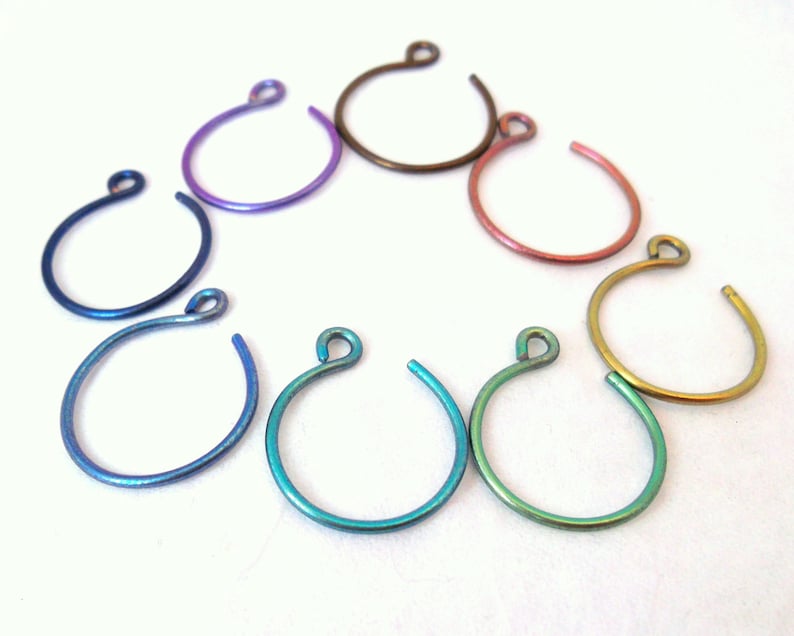 Tiny Teal Niobium Hoop Earrings, Teal Blue Backward Hoop Earrings image 4