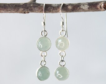 Petite Sterling Silver Two-Stone Green Aventurine Earrings - Spiritual Renewal