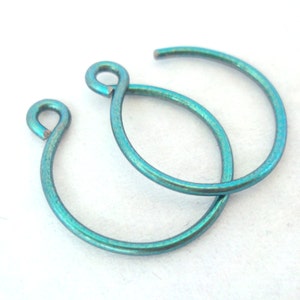 Tiny Teal Niobium Hoop Earrings Teal Blue Backward Hoops Hypoallergenic Lightweight Everyday Jewelry Gift for Her