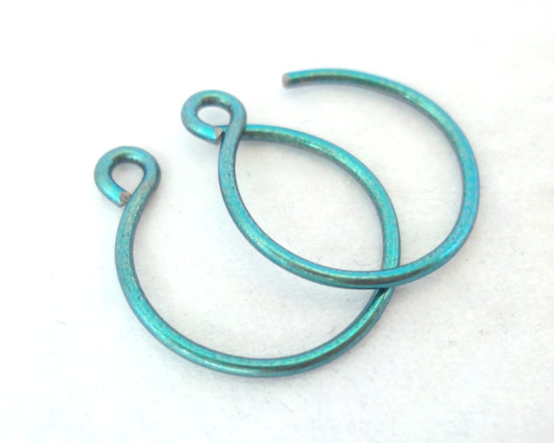 Tiny Teal Niobium Hoop Earrings Teal Blue Backward Hoops Hypoallergenic Lightweight Everyday Jewelry Gift for Her