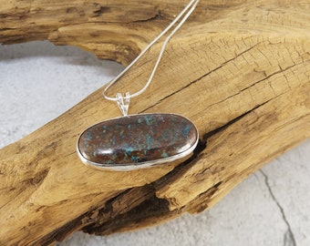 Turquoise in Matrix, Sterling Silver Necklace