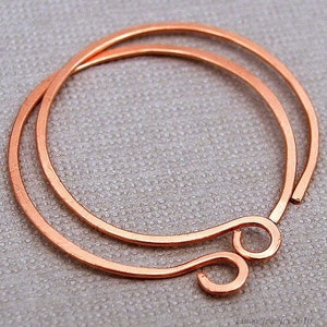 Small Hoop Earrings, Small Copper Hoops, Hammered Copper Hoop Earrings 1 inch diamter image 2