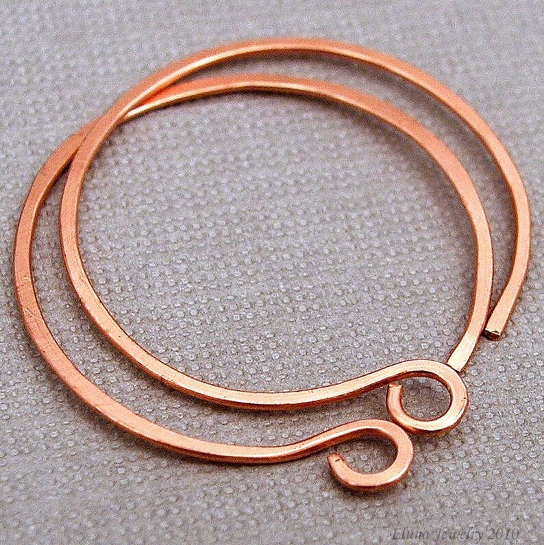 Small Hoop Earrings, Small Copper Hoops, Hammered Copper Hoop Earrings 1 inch diamter image 2