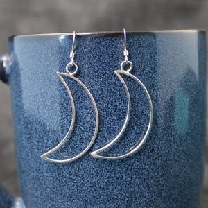 Cosmic Earrings | Crescent Half Moon Earrings | Silver Moon Phase Earrings