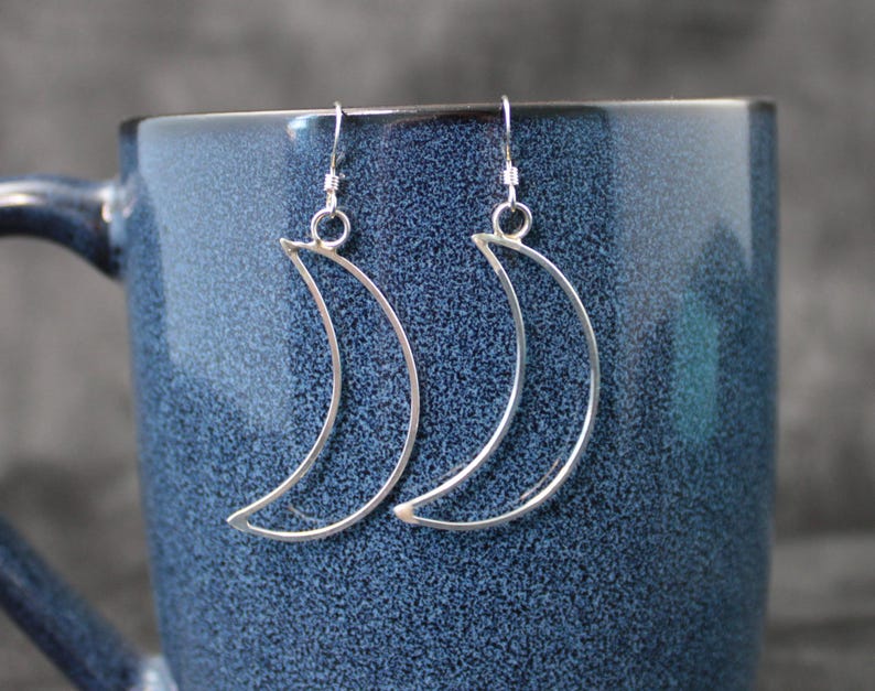 Cosmic Earrings | Crescent Half Moon Earrings | Silver Moon Phase Earrings