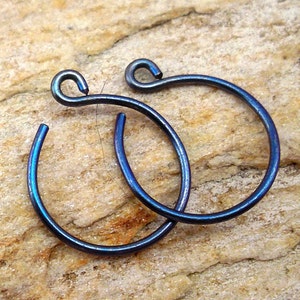 Peacock Blue Niobium Hoop Earrings 1/2 Inch Handcrafted Hypoallergenic image 2