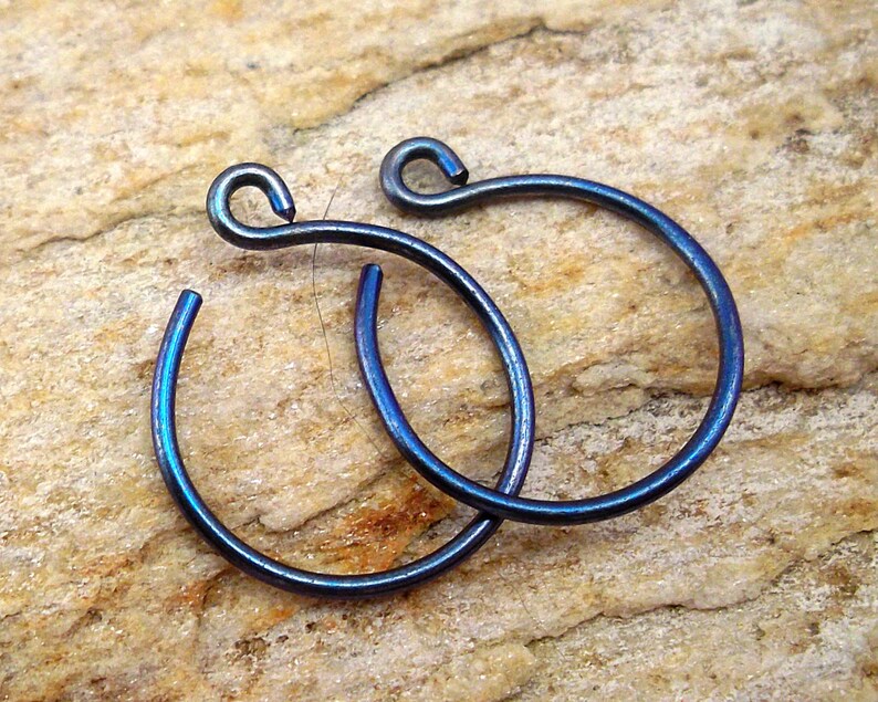 Peacock Blue Niobium Hoop Earrings 1/2 Inch Handcrafted Hypoallergenic image 2