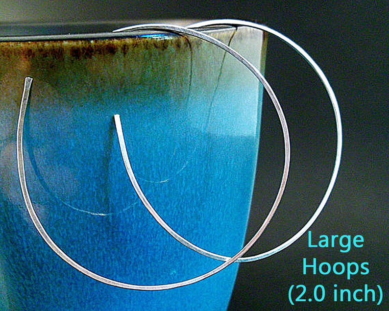 Large Sterling Silver Hoop Earrings | Thin Hoop Earrings
