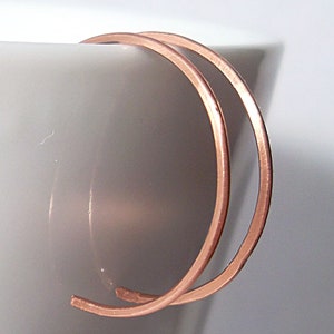 Small Hoop Earrings, Small Copper Hoops, Hammered Copper Hoop Earrings 1 inch diamter image 1