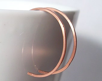 Small Hoop Earrings, Small Copper Hoops,  Hammered Copper Hoop Earrings - 1 inch diamter