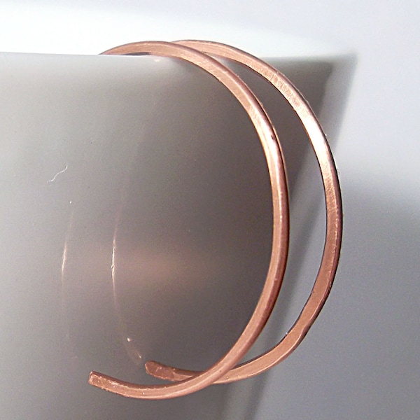 Small Hoop Earrings, Small Copper Hoops,  Hammered Copper Hoop Earrings - 1 inch diamter