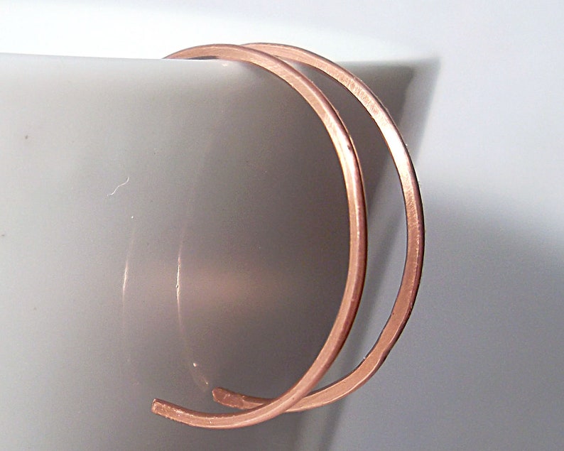 Small Hoop Earrings, Small Copper Hoops, Hammered Copper Hoop Earrings 1 inch diamter image 1